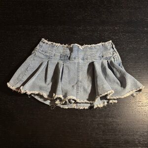 Frayed Denim Mini Skort